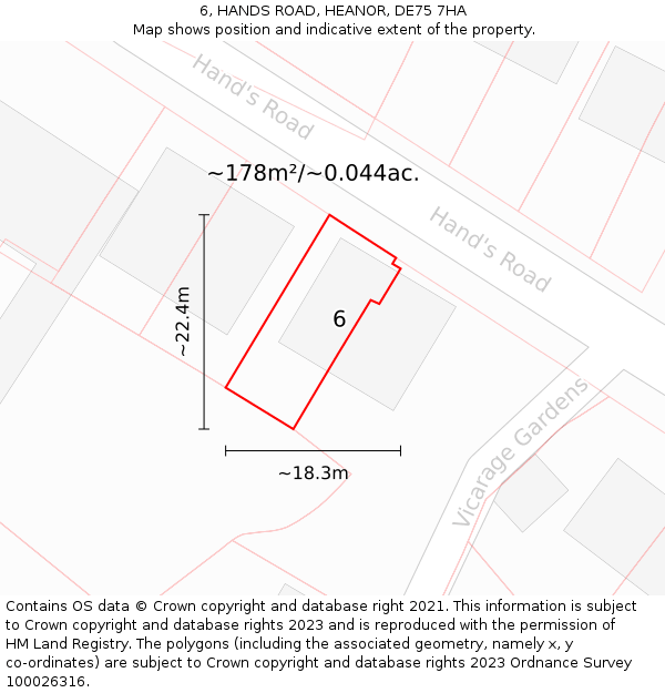 6, HANDS ROAD, HEANOR, DE75 7HA: Plot and title map