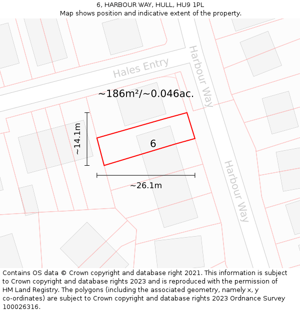 6, HARBOUR WAY, HULL, HU9 1PL: Plot and title map