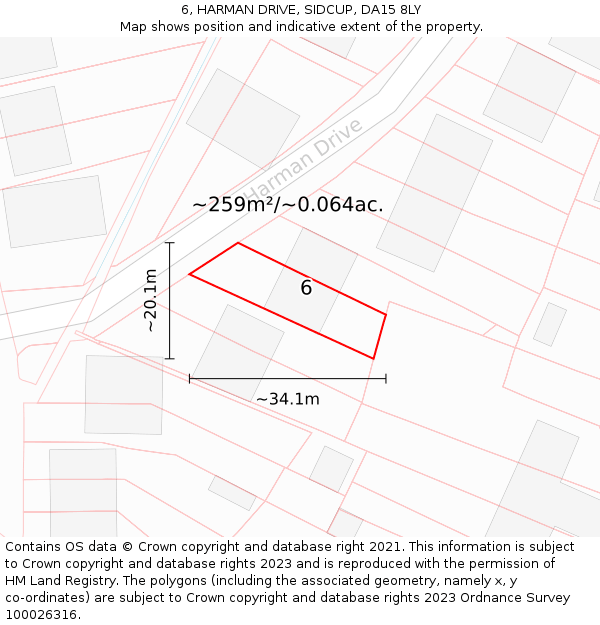 6, HARMAN DRIVE, SIDCUP, DA15 8LY: Plot and title map