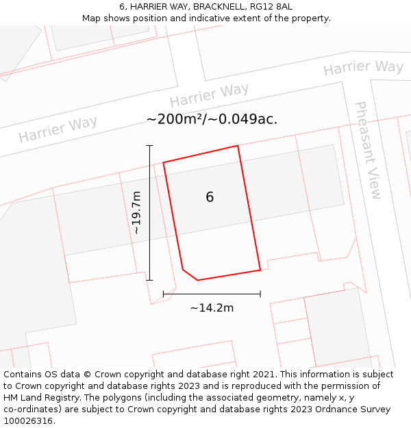 6, HARRIER WAY, BRACKNELL, RG12 8AL: Plot and title map