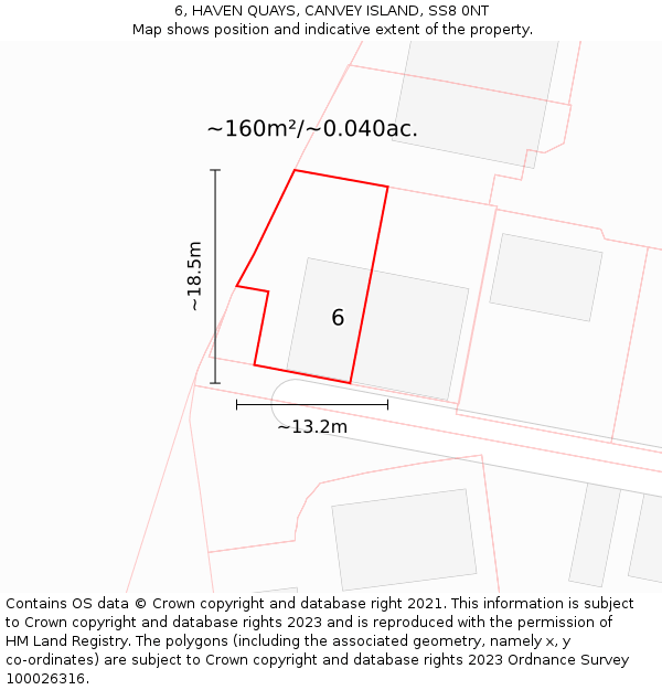 6, HAVEN QUAYS, CANVEY ISLAND, SS8 0NT: Plot and title map