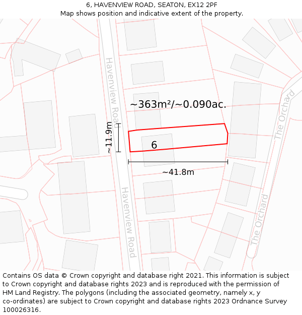 6, HAVENVIEW ROAD, SEATON, EX12 2PF: Plot and title map