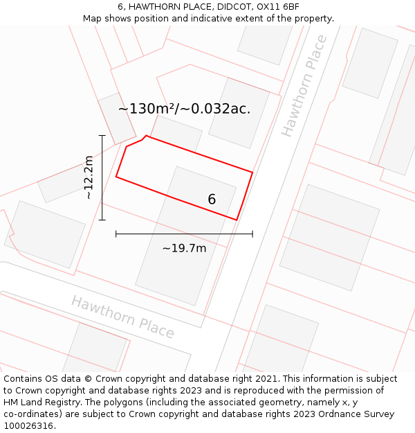 6, HAWTHORN PLACE, DIDCOT, OX11 6BF: Plot and title map