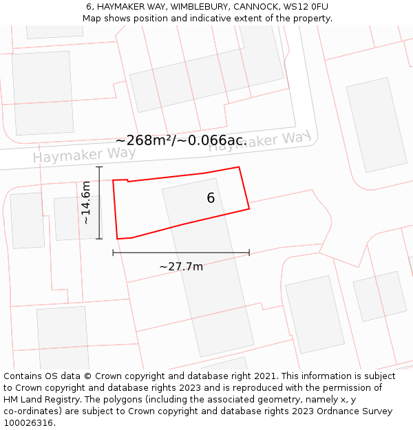 6, HAYMAKER WAY, WIMBLEBURY, CANNOCK, WS12 0FU: Plot and title map