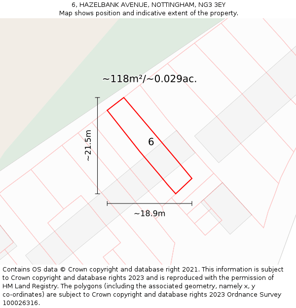 6, HAZELBANK AVENUE, NOTTINGHAM, NG3 3EY: Plot and title map