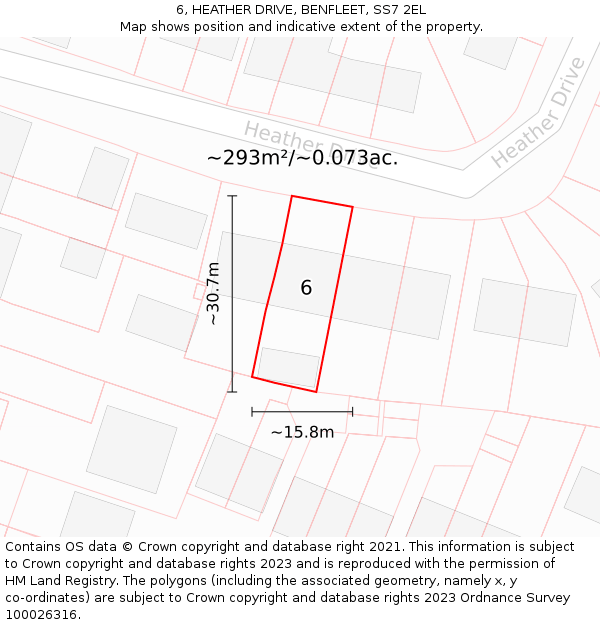 6, HEATHER DRIVE, BENFLEET, SS7 2EL: Plot and title map