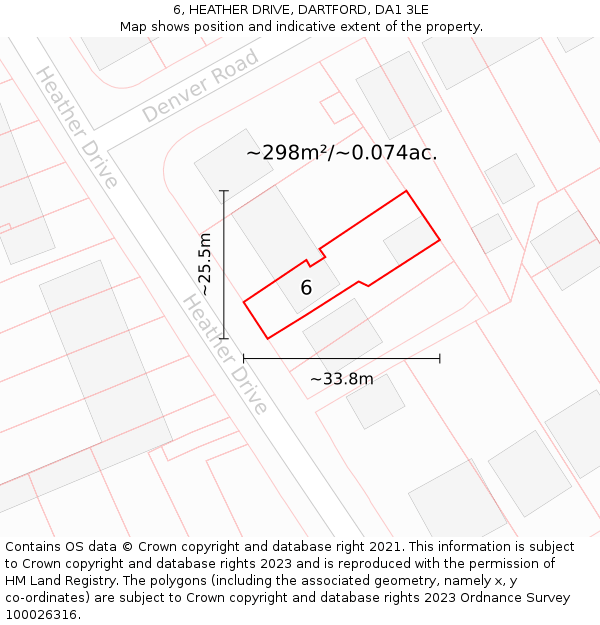 6, HEATHER DRIVE, DARTFORD, DA1 3LE: Plot and title map