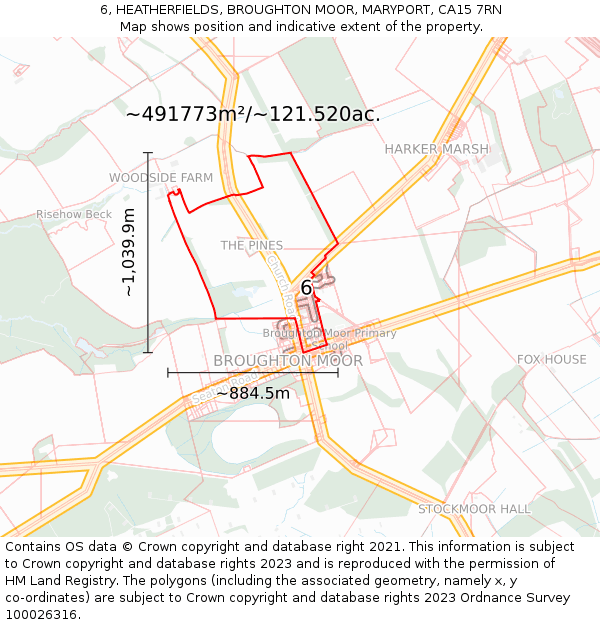 6, HEATHERFIELDS, BROUGHTON MOOR, MARYPORT, CA15 7RN: Plot and title map