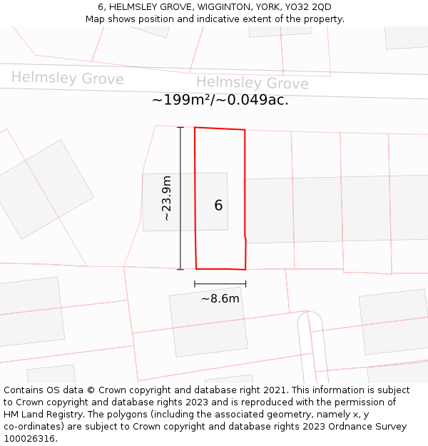 6, HELMSLEY GROVE, WIGGINTON, YORK, YO32 2QD: Plot and title map