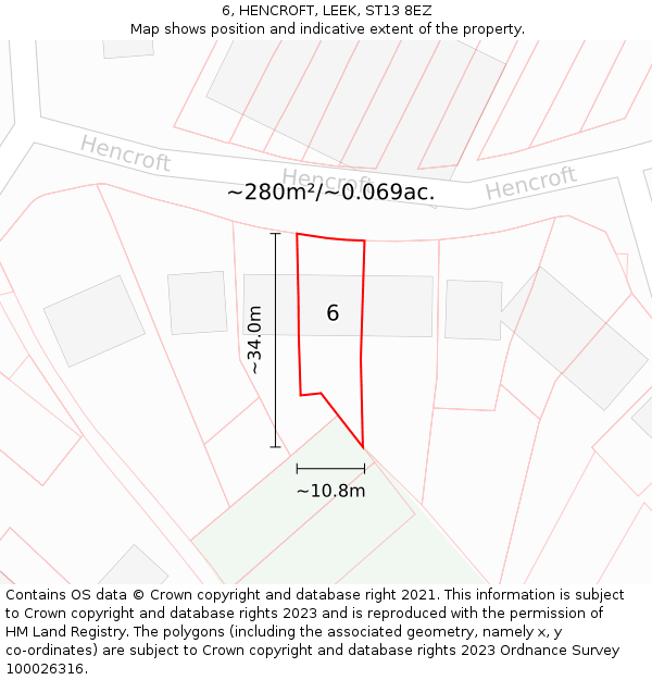 6, HENCROFT, LEEK, ST13 8EZ: Plot and title map