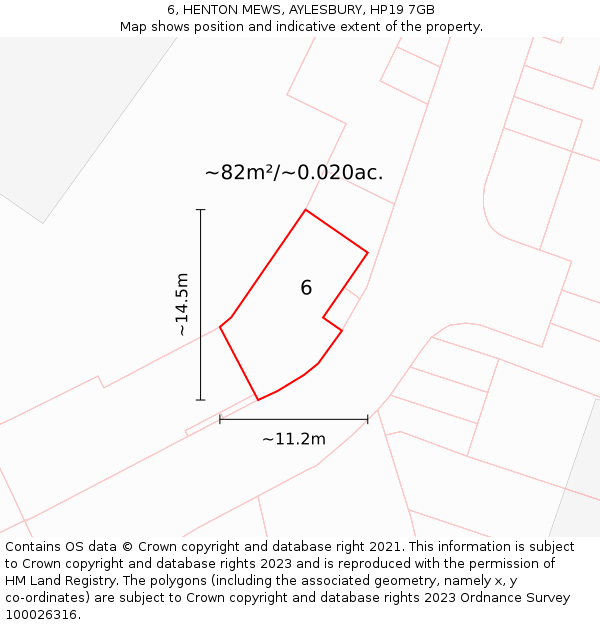 6, HENTON MEWS, AYLESBURY, HP19 7GB: Plot and title map