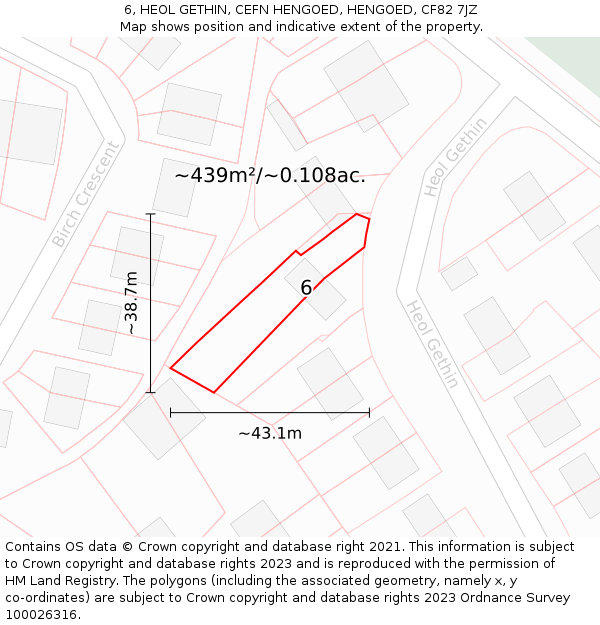 6, HEOL GETHIN, CEFN HENGOED, HENGOED, CF82 7JZ: Plot and title map