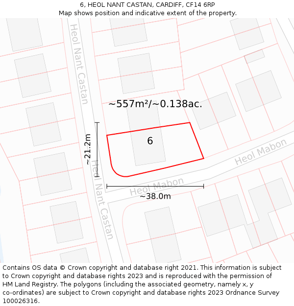 6, HEOL NANT CASTAN, CARDIFF, CF14 6RP: Plot and title map