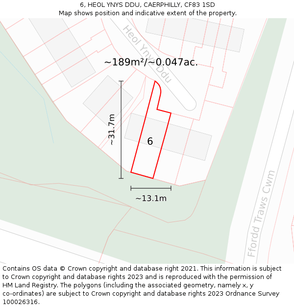 6, HEOL YNYS DDU, CAERPHILLY, CF83 1SD: Plot and title map