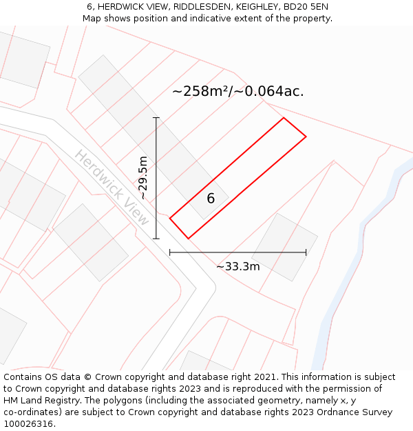 6, HERDWICK VIEW, RIDDLESDEN, KEIGHLEY, BD20 5EN: Plot and title map