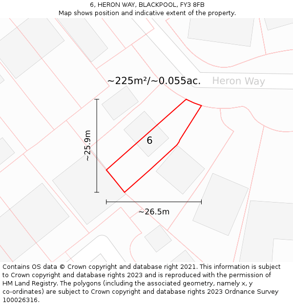 6, HERON WAY, BLACKPOOL, FY3 8FB: Plot and title map