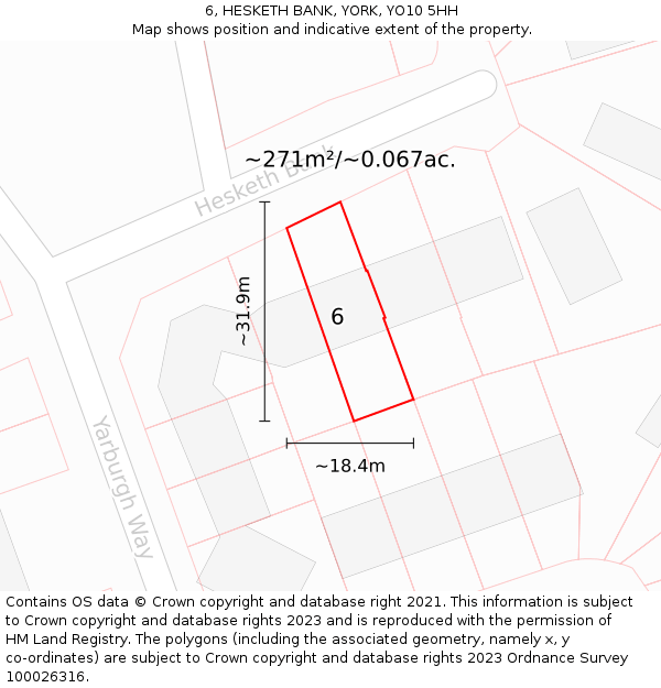 6, HESKETH BANK, YORK, YO10 5HH: Plot and title map