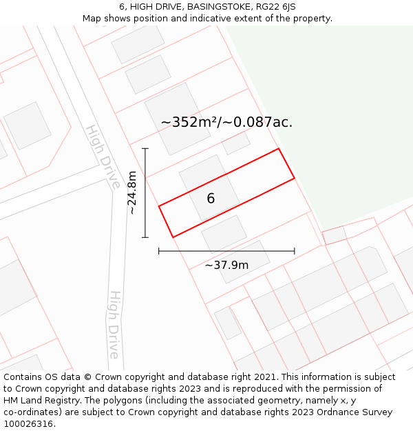 6, HIGH DRIVE, BASINGSTOKE, RG22 6JS: Plot and title map