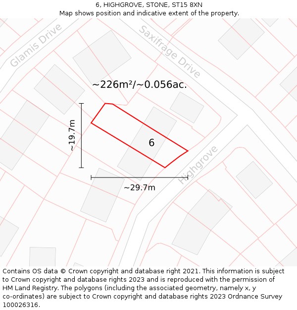 6, HIGHGROVE, STONE, ST15 8XN: Plot and title map