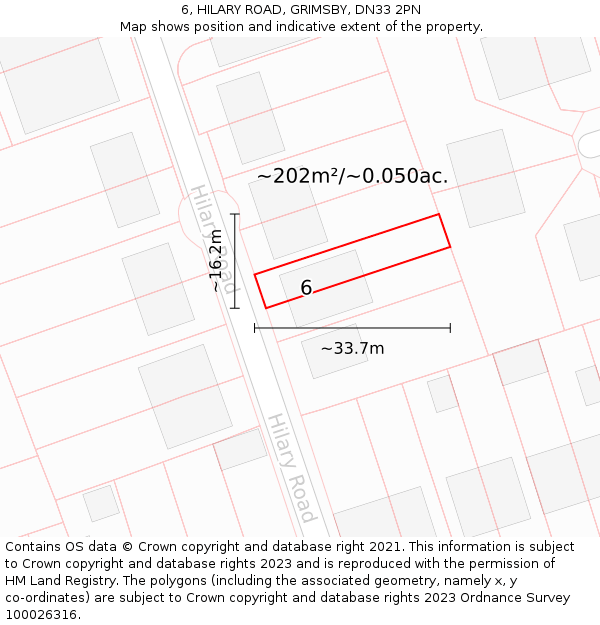 6, HILARY ROAD, GRIMSBY, DN33 2PN: Plot and title map