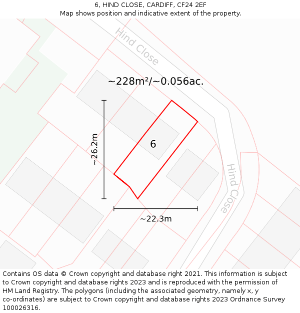 6, HIND CLOSE, CARDIFF, CF24 2EF: Plot and title map