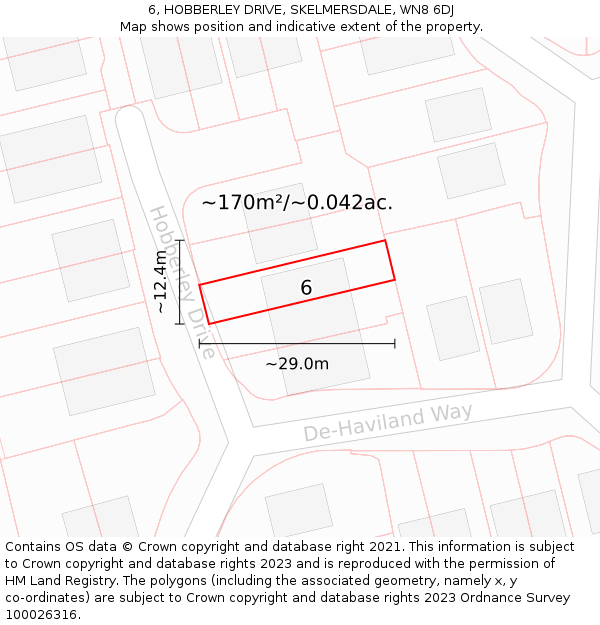 6, HOBBERLEY DRIVE, SKELMERSDALE, WN8 6DJ: Plot and title map