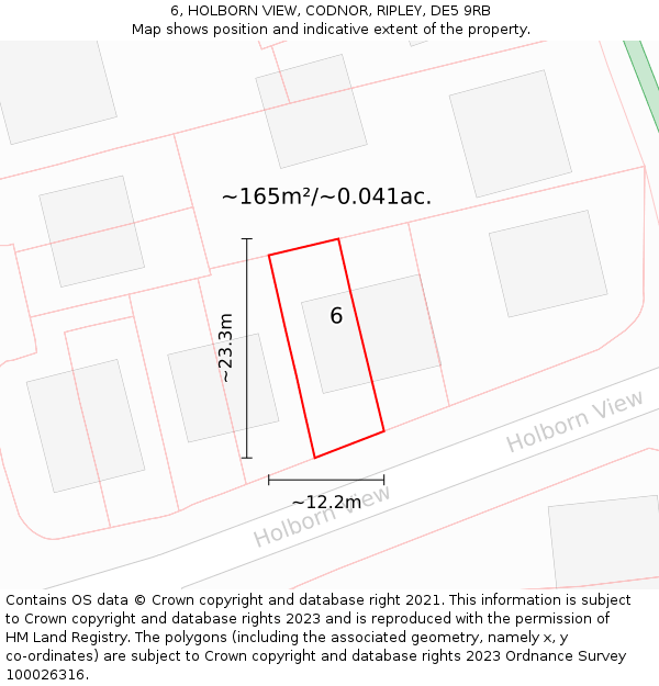 6, HOLBORN VIEW, CODNOR, RIPLEY, DE5 9RB: Plot and title map