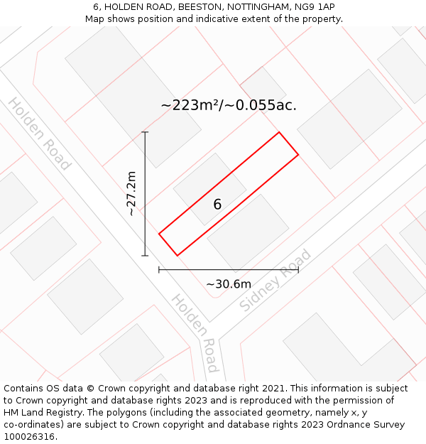 6, HOLDEN ROAD, BEESTON, NOTTINGHAM, NG9 1AP: Plot and title map