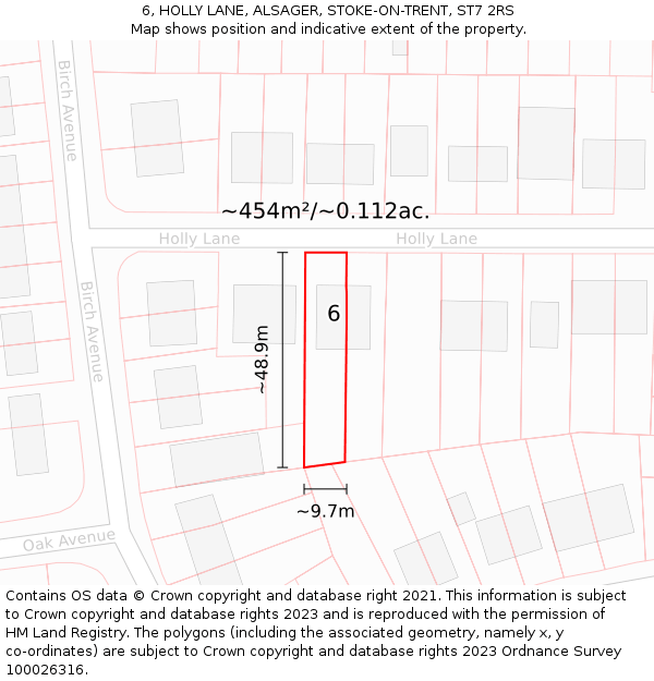 6, HOLLY LANE, ALSAGER, STOKE-ON-TRENT, ST7 2RS: Plot and title map