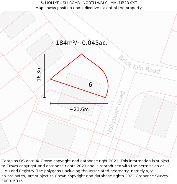6, HOLLYBUSH ROAD, NORTH WALSHAM, NR28 9XT: Plot and title map