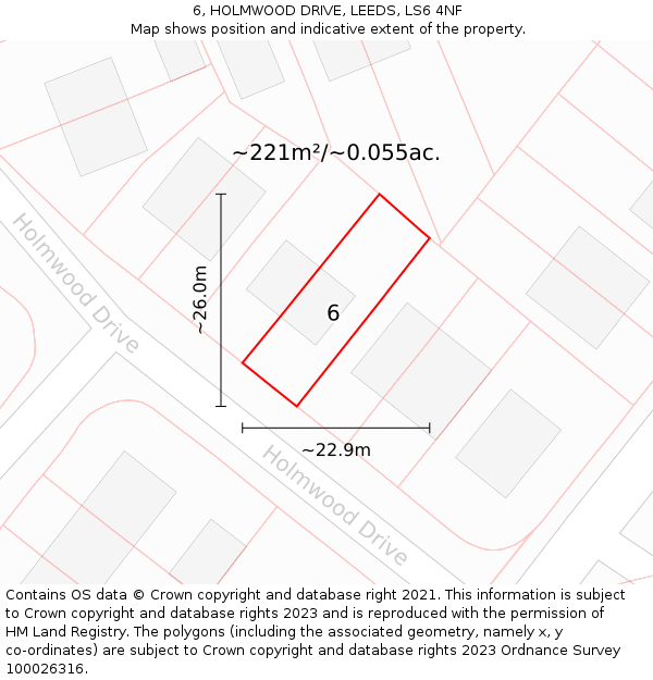6, HOLMWOOD DRIVE, LEEDS, LS6 4NF: Plot and title map