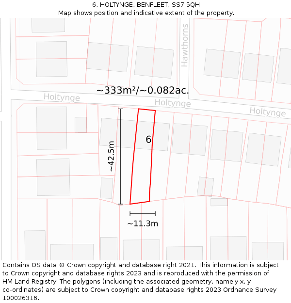 6, HOLTYNGE, BENFLEET, SS7 5QH: Plot and title map