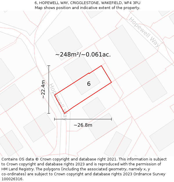 6, HOPEWELL WAY, CRIGGLESTONE, WAKEFIELD, WF4 3PU: Plot and title map