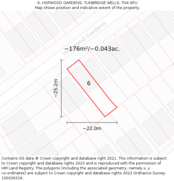 6, HOPWOOD GARDENS, TUNBRIDGE WELLS, TN4 9PU: Plot and title map