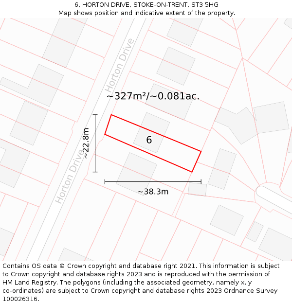 6, HORTON DRIVE, STOKE-ON-TRENT, ST3 5HG: Plot and title map