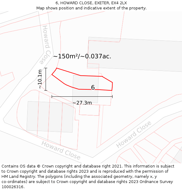 6, HOWARD CLOSE, EXETER, EX4 2LX: Plot and title map