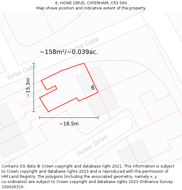 6, HOWE DRIVE, CATERHAM, CR3 5AX: Plot and title map