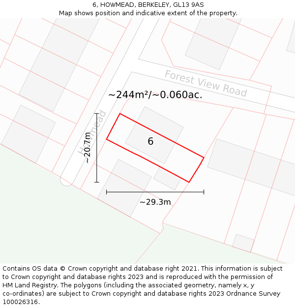 6, HOWMEAD, BERKELEY, GL13 9AS: Plot and title map