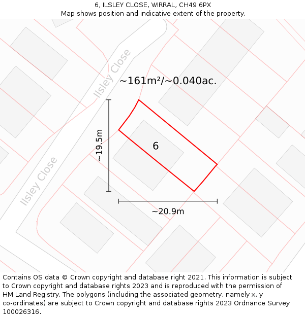 6, ILSLEY CLOSE, WIRRAL, CH49 6PX: Plot and title map