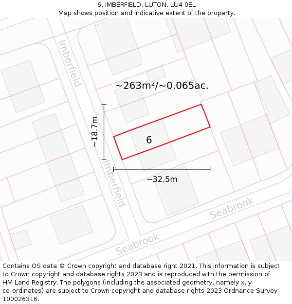 6, IMBERFIELD, LUTON, LU4 0EL: Plot and title map