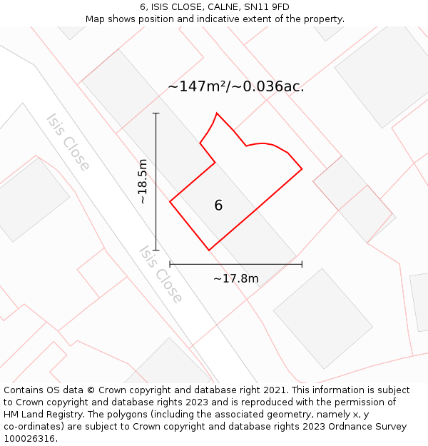6, ISIS CLOSE, CALNE, SN11 9FD: Plot and title map