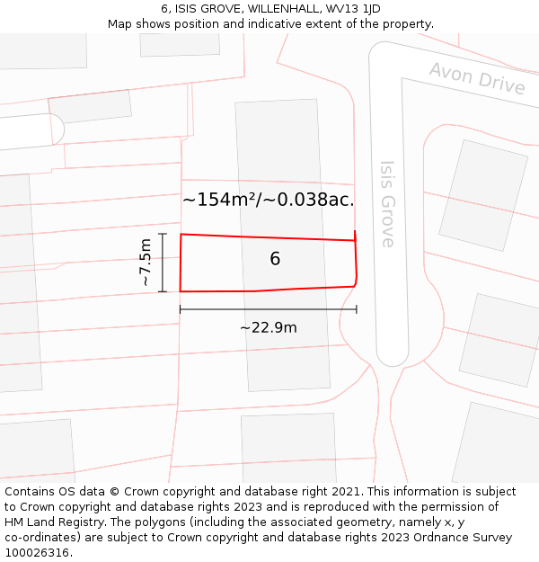 6, ISIS GROVE, WILLENHALL, WV13 1JD: Plot and title map