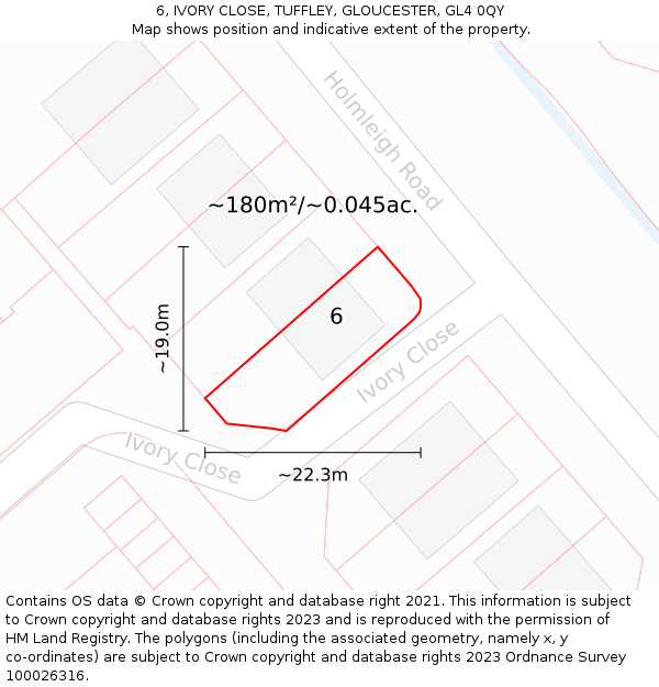 6, IVORY CLOSE, TUFFLEY, GLOUCESTER, GL4 0QY: Plot and title map