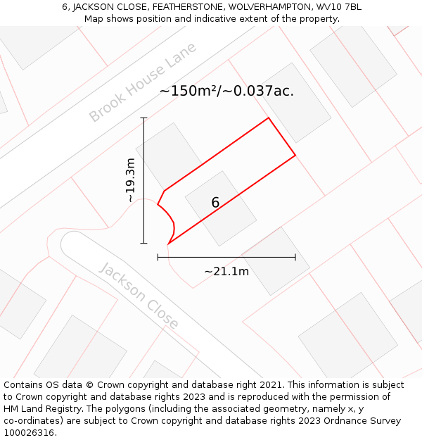 6, JACKSON CLOSE, FEATHERSTONE, WOLVERHAMPTON, WV10 7BL: Plot and title map