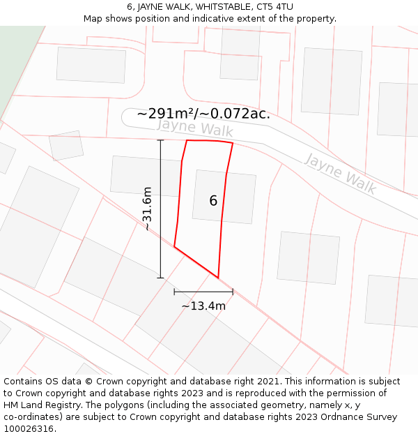 6, JAYNE WALK, WHITSTABLE, CT5 4TU: Plot and title map