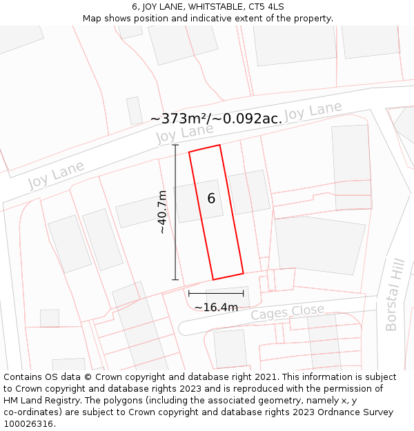 6, JOY LANE, WHITSTABLE, CT5 4LS: Plot and title map