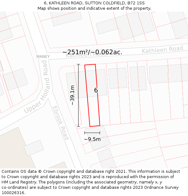 6, KATHLEEN ROAD, SUTTON COLDFIELD, B72 1SS: Plot and title map