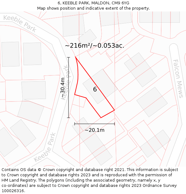 6, KEEBLE PARK, MALDON, CM9 6YG: Plot and title map