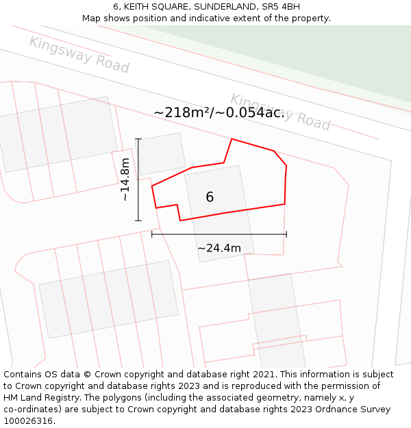 6, KEITH SQUARE, SUNDERLAND, SR5 4BH: Plot and title map