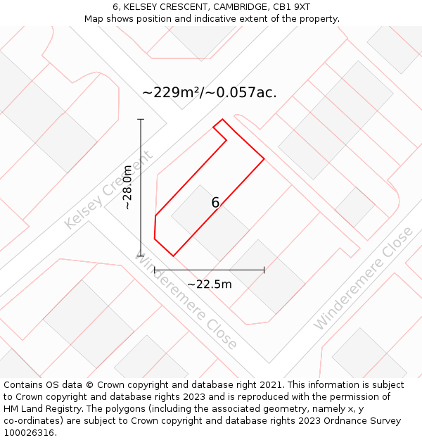 6, KELSEY CRESCENT, CAMBRIDGE, CB1 9XT: Plot and title map